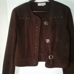 Vintage! Cache - Beautiful Dark Brown & Gold Crop Jacket